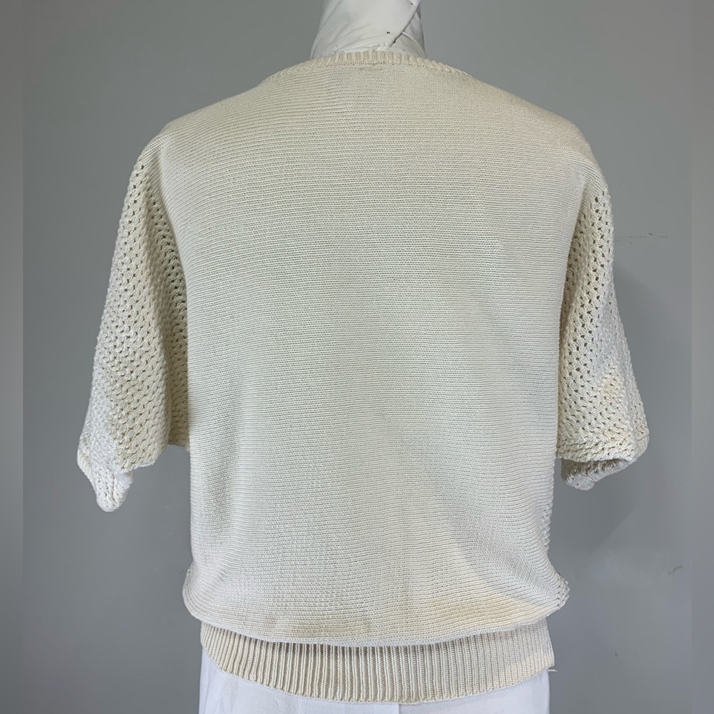 Vintage Kyouko Design Studio Pastel Floral Embroidered Cotton Knit Sweater - Picture 4 of 6